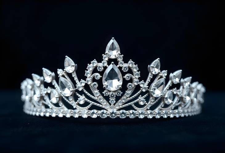 Vintage Style Crown and Tiara with Diamonds and Crystals